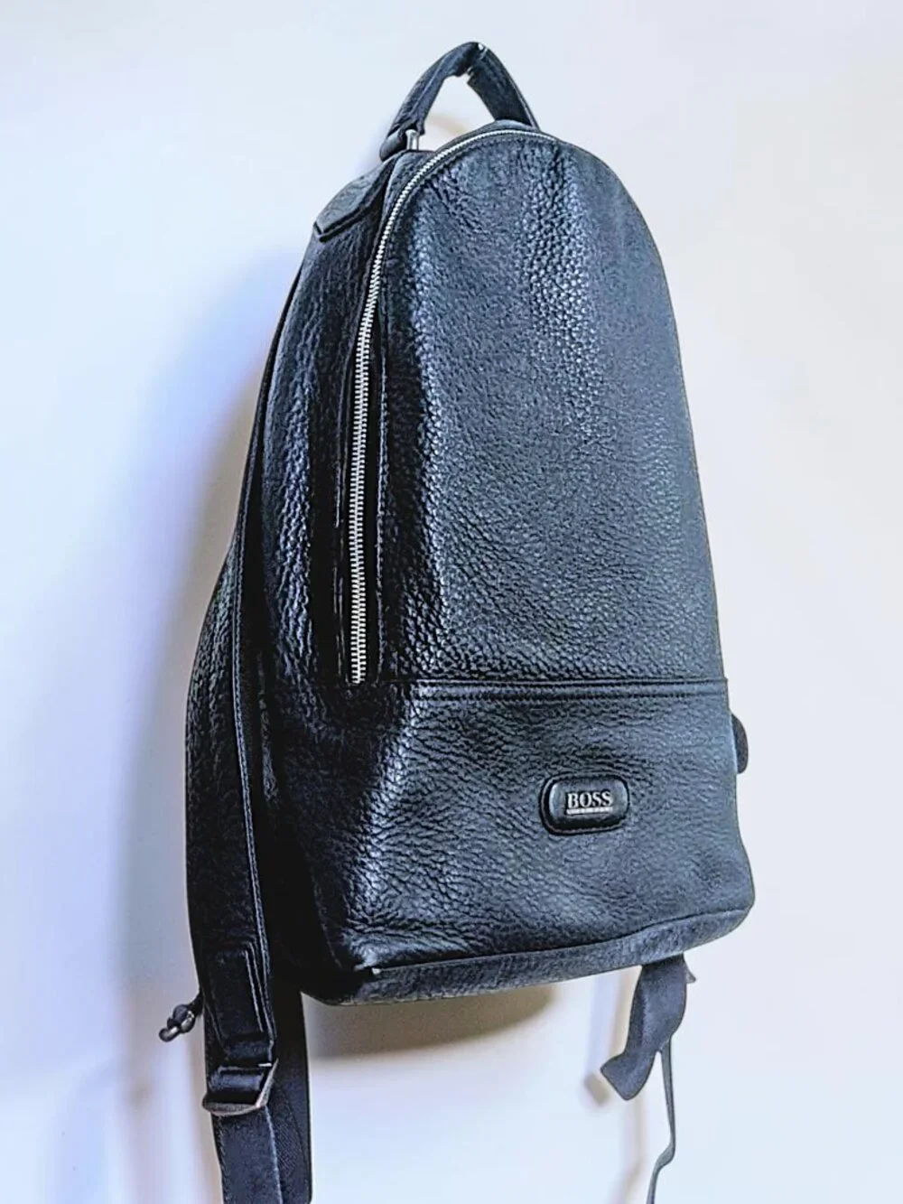 Hugo Boss VTG 90's minimalist navy pebbled leather / nylon M's medium backpack